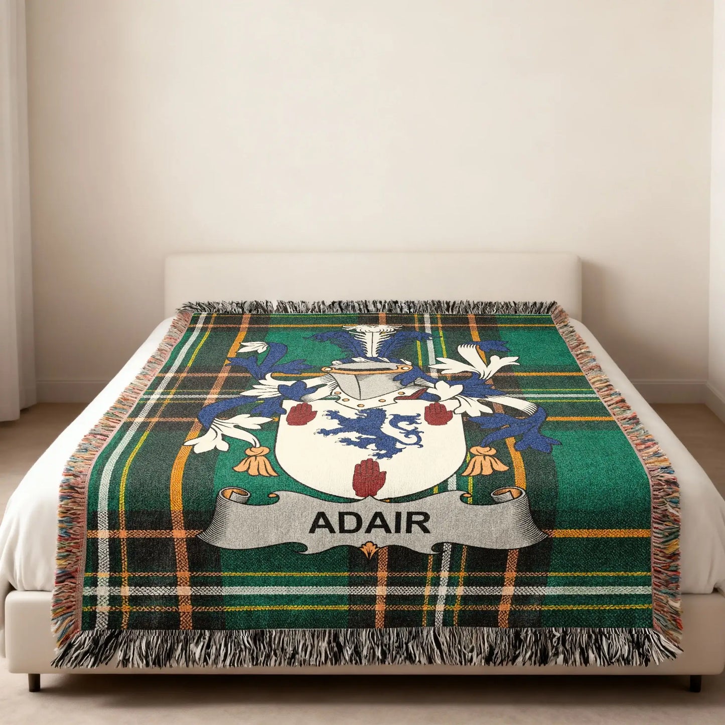 Adair Family Crest Green Plaid Blanket product type