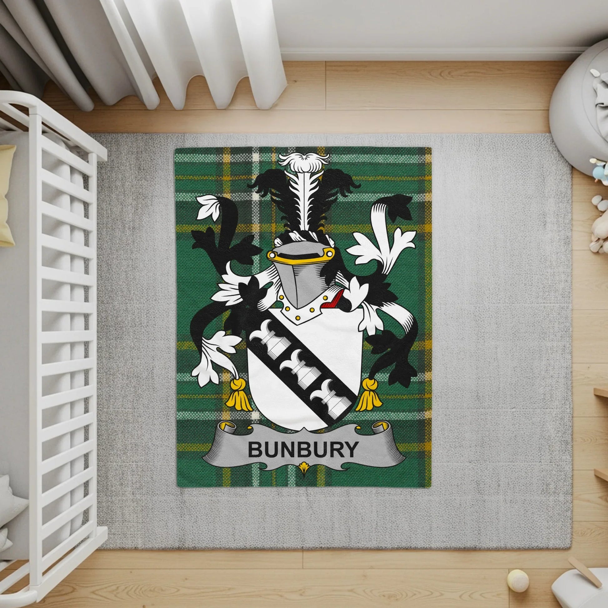 Personalized Emblem Design Green Plaid Rug product type
