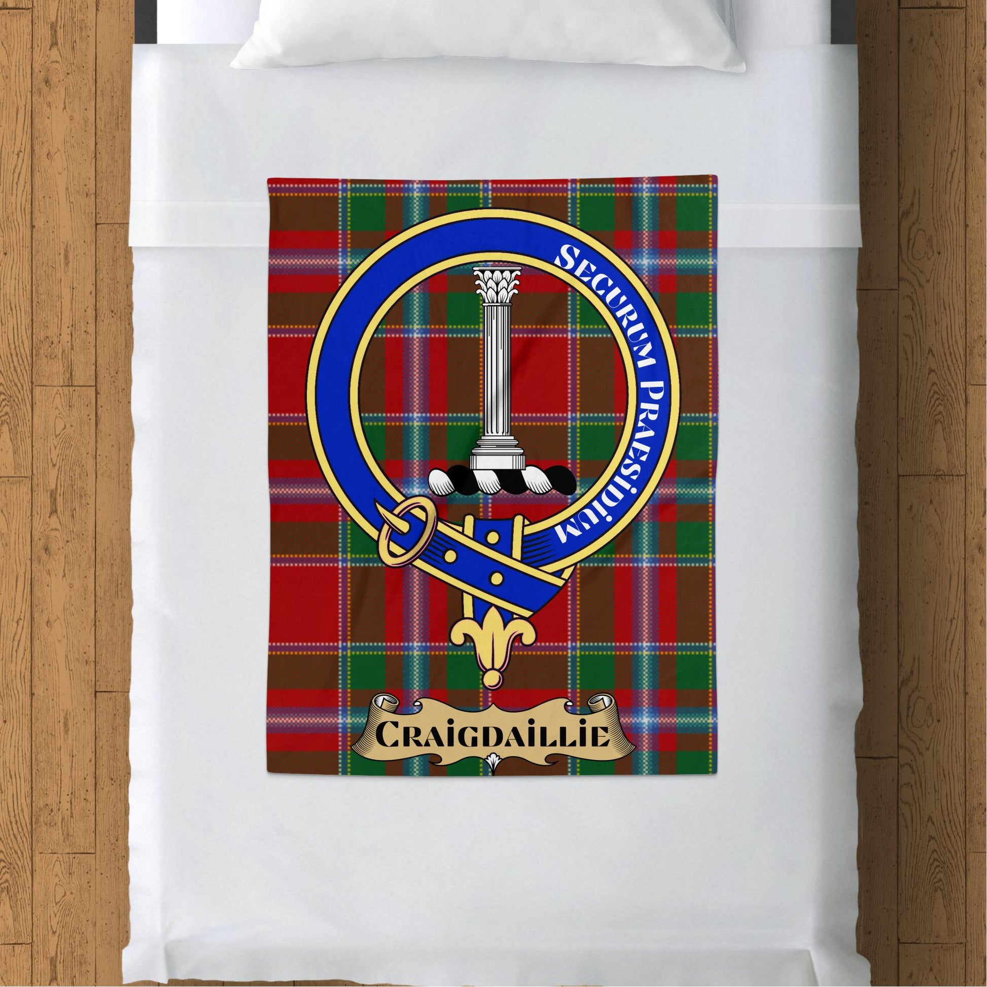 Craigdaillie Scottish Tartan Crest Throw Blanket - Living Stone Gifts