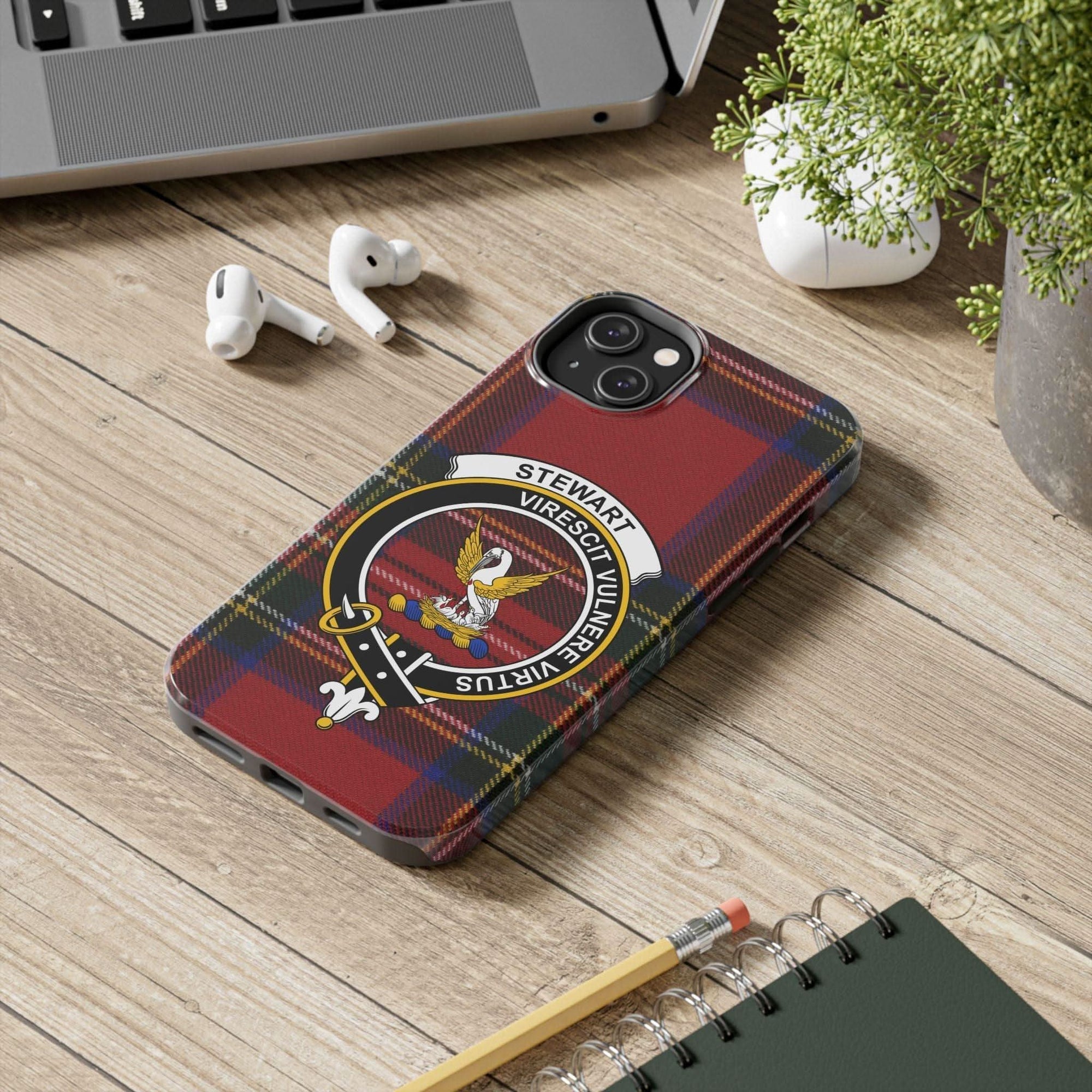 Stewart Tartan Clan Crest Cell Phone Case - Celtic Ancestry Gifts