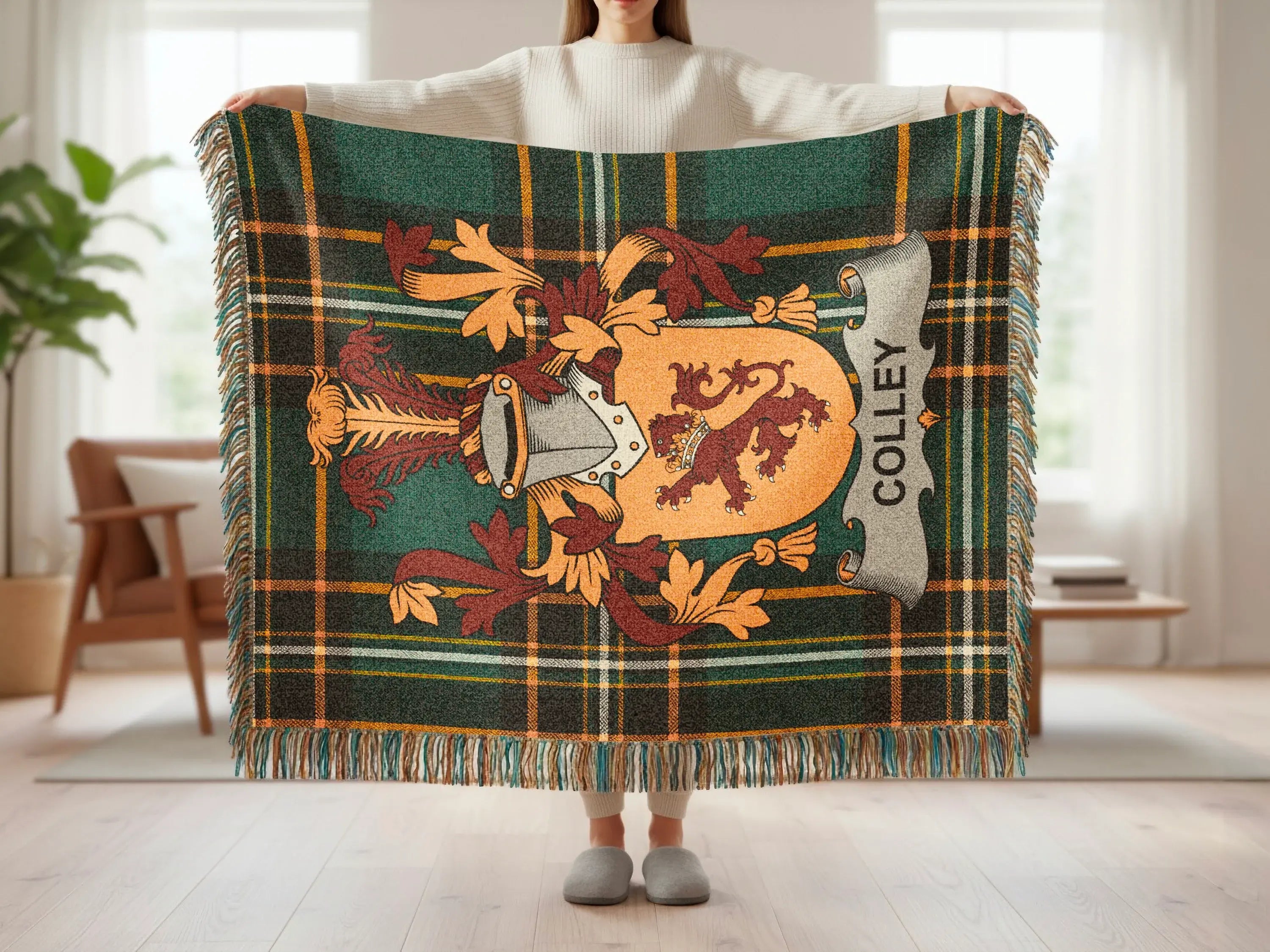 Colley Crest Green Plaid Throw Decoration product type
