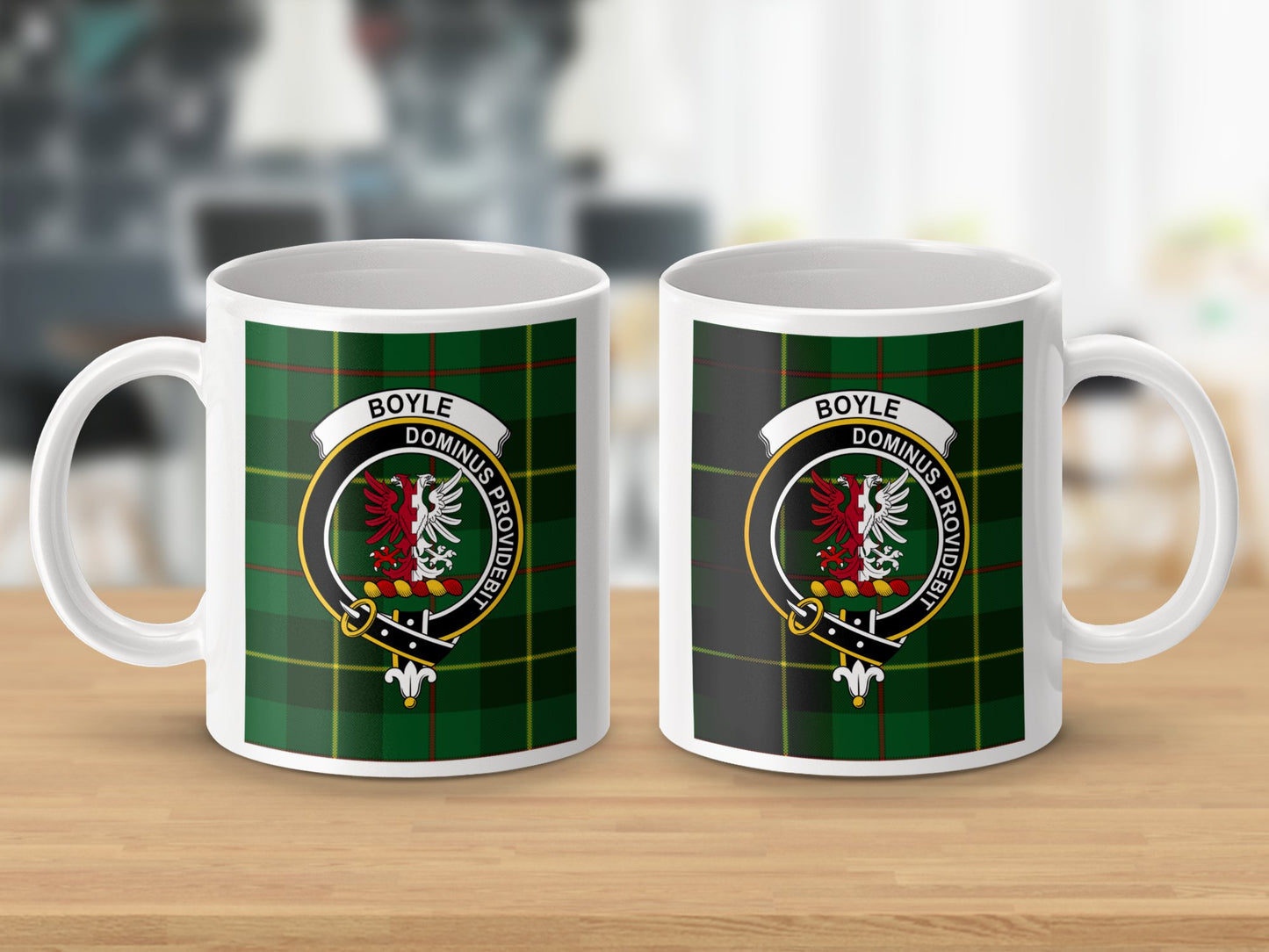 Boyle Dominus Providebit Crest Emblem Green Plaid Mug - Living Stone Gifts