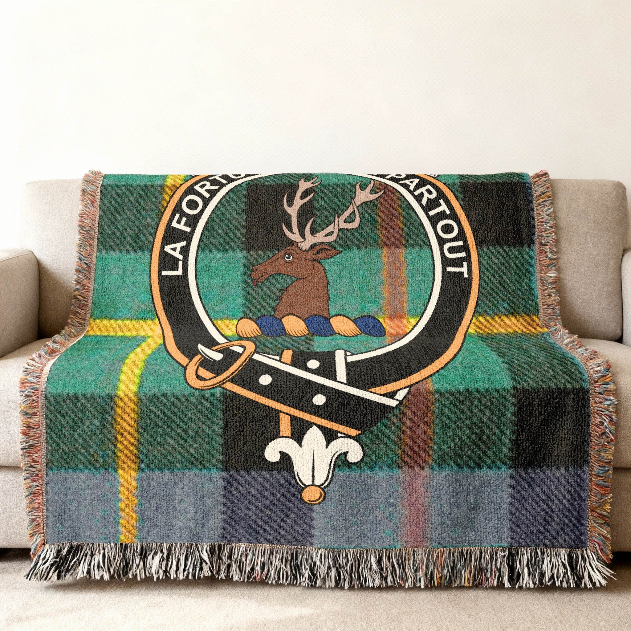 Rollo La Fortune Passe Partout tartan blanket throw — colourful plaid design, 52" x 37" size