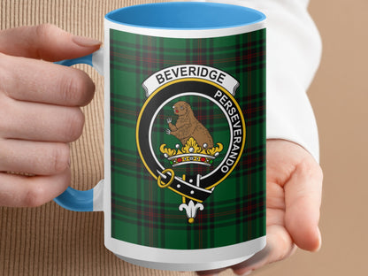 Beveridge Perseverando Crest Design Green Tartain Mug - Living Stone Gifts