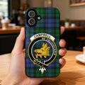 Campbell clan crest tartan phone case — glossy wrap with boar's head and Ne Obliviscaris