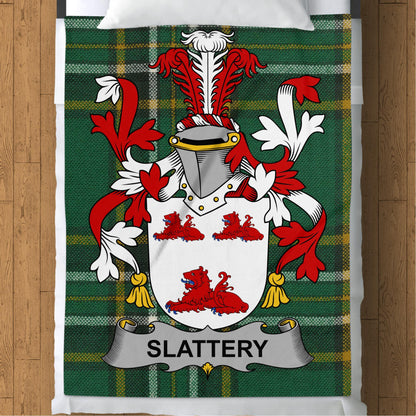 Slattery Surname Irish Tartan Throw Blanket - Living Stone Gifts