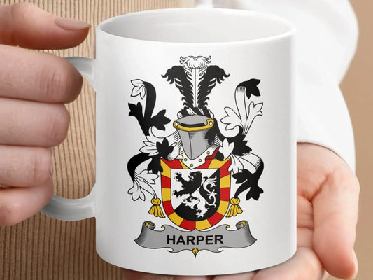 Harper Surname Irish Family Crest Mug - Celtic Ancestry Gifts