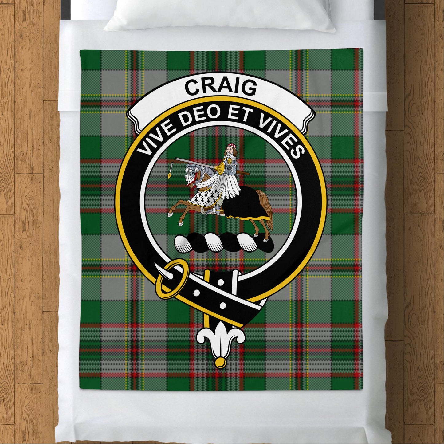 Craig Clan Crest Scottish Tartan Throw Blanket - Living Stone Gifts