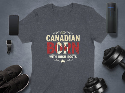 Patriotic Canadian Born with Irish Roots Graphic T-Shirt - Living Stone Gifts