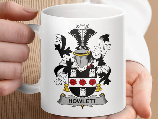 Howlett Family Irish Coat of Arms Surname Crest Mug - Celtic Ancestry Gifts