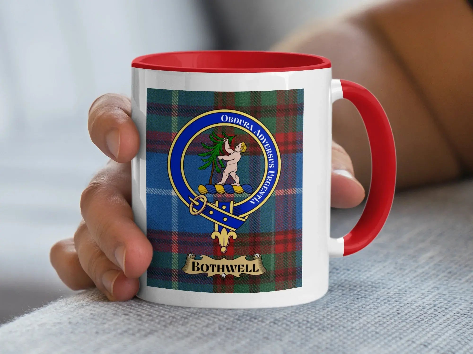 Bothwell Clan Crest Tartan Mug Scottish Heritage