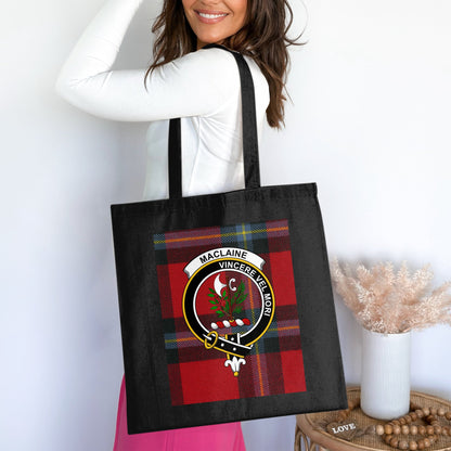 Clan Maclaine Scottish Crest Tartan Tote Bag - Living Stone Gifts