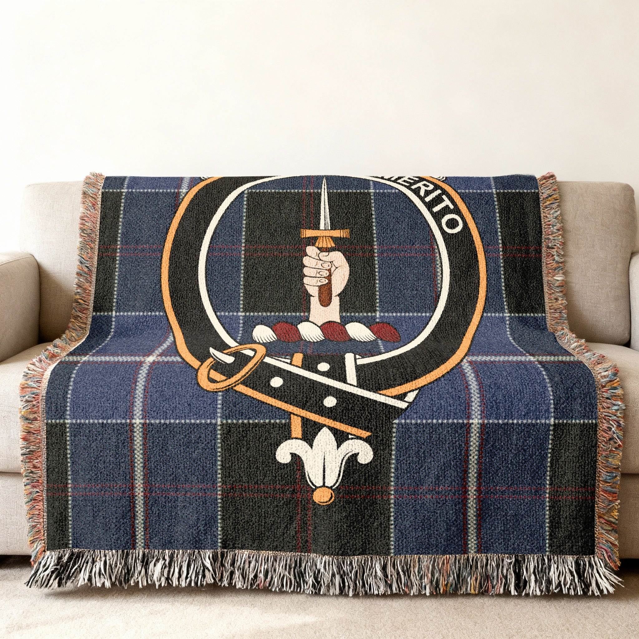 Clàrsach Shield Design Plaid Woven Throw Blanket