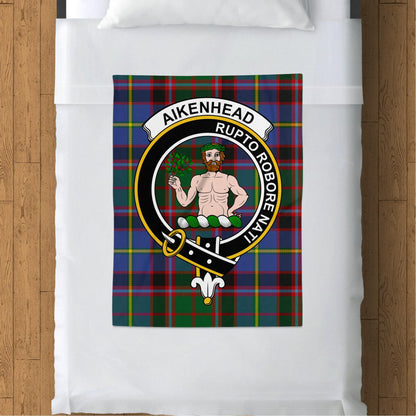 Scottish Clan Aikenhead Crest Tartan Throw Blanket - Living Stone Gifts