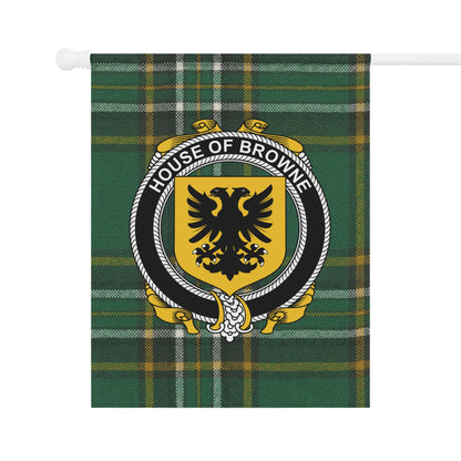 House of Browne Green Tartan Pattern Shield Flag