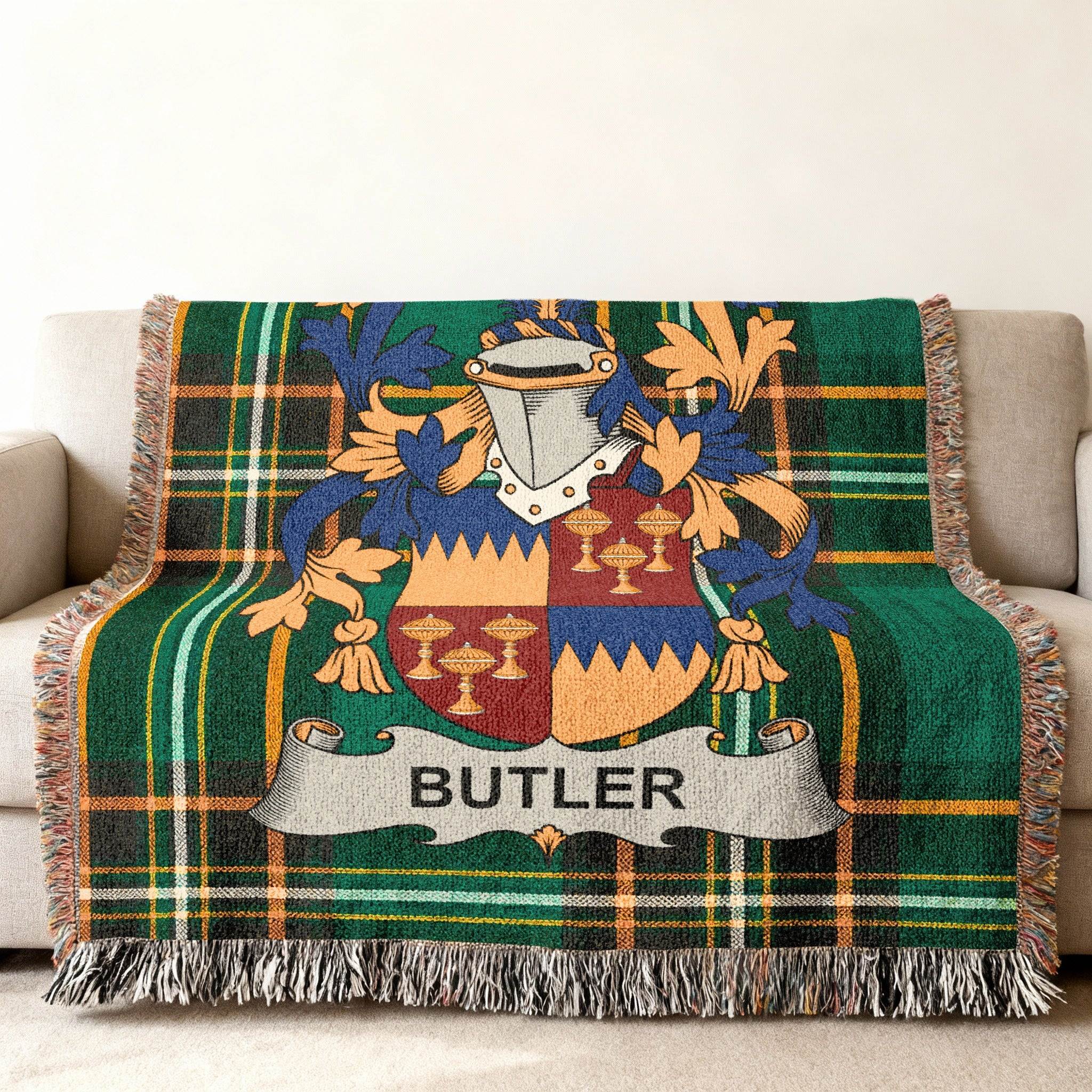 Butler Family Crest Green Tartan Plaid Heirloom product type