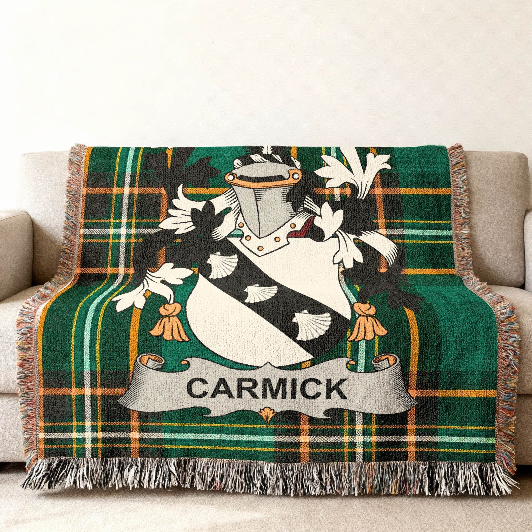 Carmick Family Crest Plaid Fringe Blanket product type
