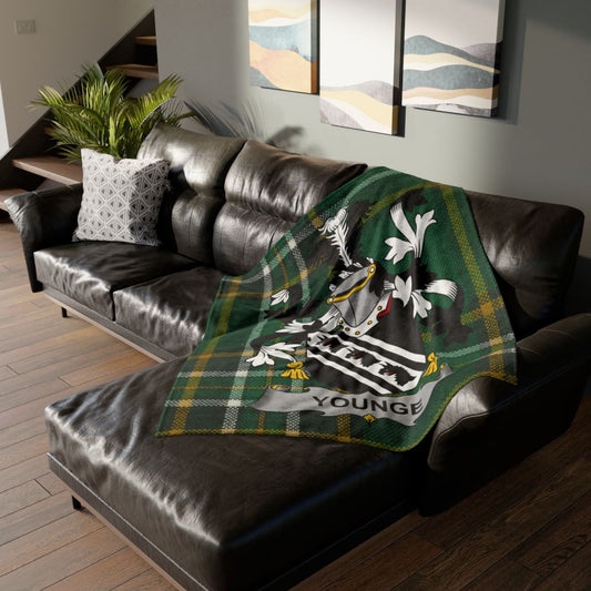 Green Plaid Crest Design on Stylish Sofa Throw product type
