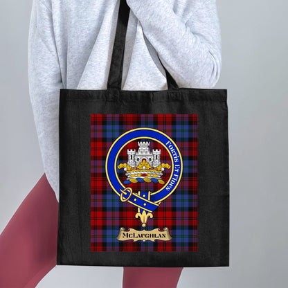 Fortis Et Fidus McLaughlan Scottish Crest Tartan Tote Bag - Living Stone Gifts