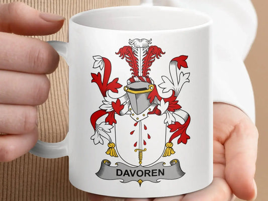 Davoren Surname Irish Family Crest Mug - Celtic Ancestry Gifts