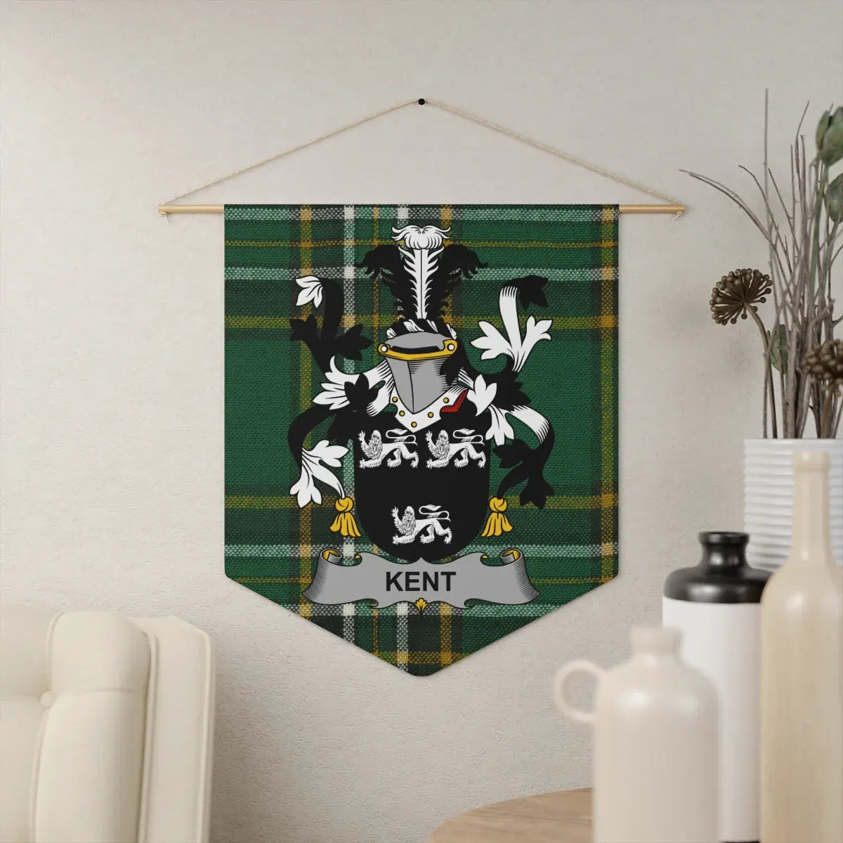 Kent Tartan Wall Hanging with Family Crest product