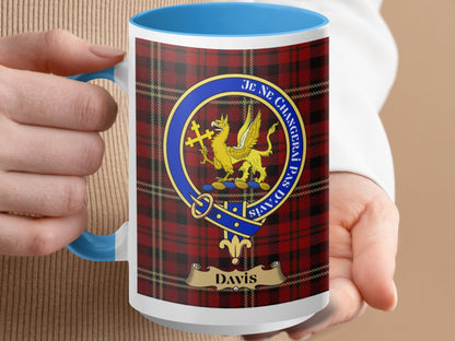 Clan Davidson Scottish Tartan Crest Design Mug - Living Stone Gifts