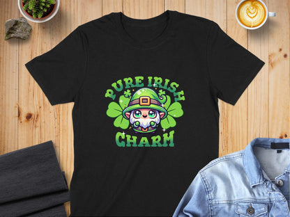 Pure Irish Charm Graphic Cute Leprechaun T-Shirt - Living Stone Gifts