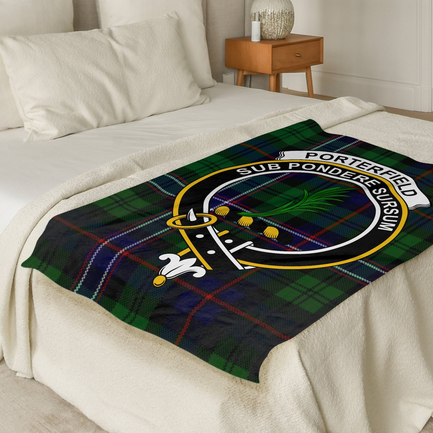 Scottish Clan Porterfield Tartan Throw Blanket - Living Stone Gifts