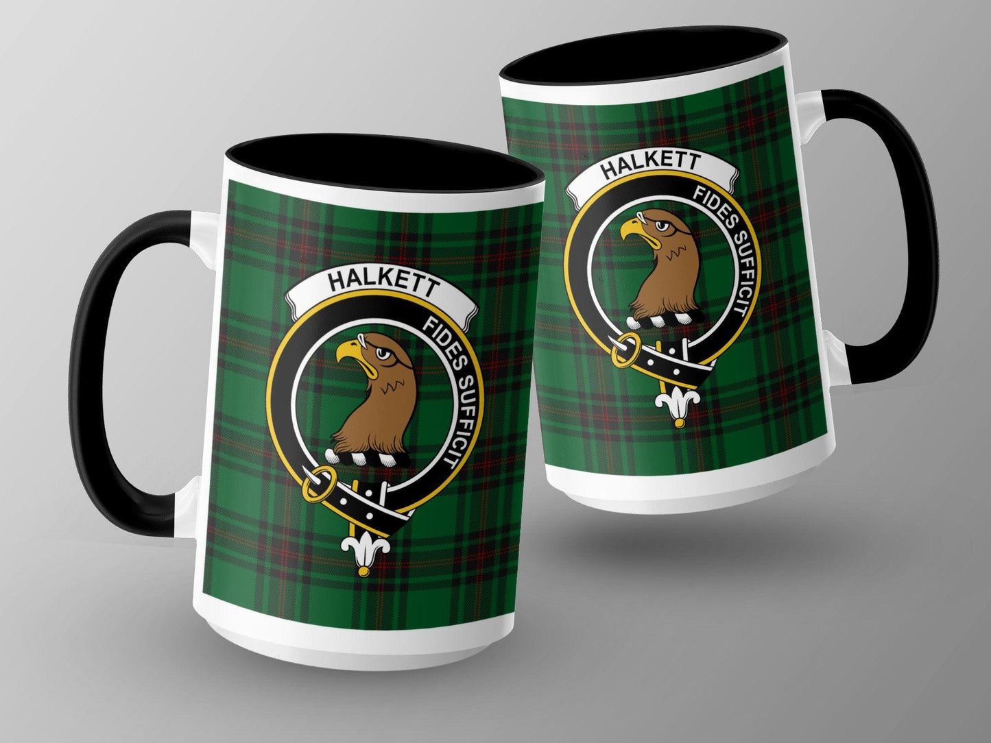 Scottish Halkett Clan Crest Green Plaid Tartan Mug - Living Stone Gifts