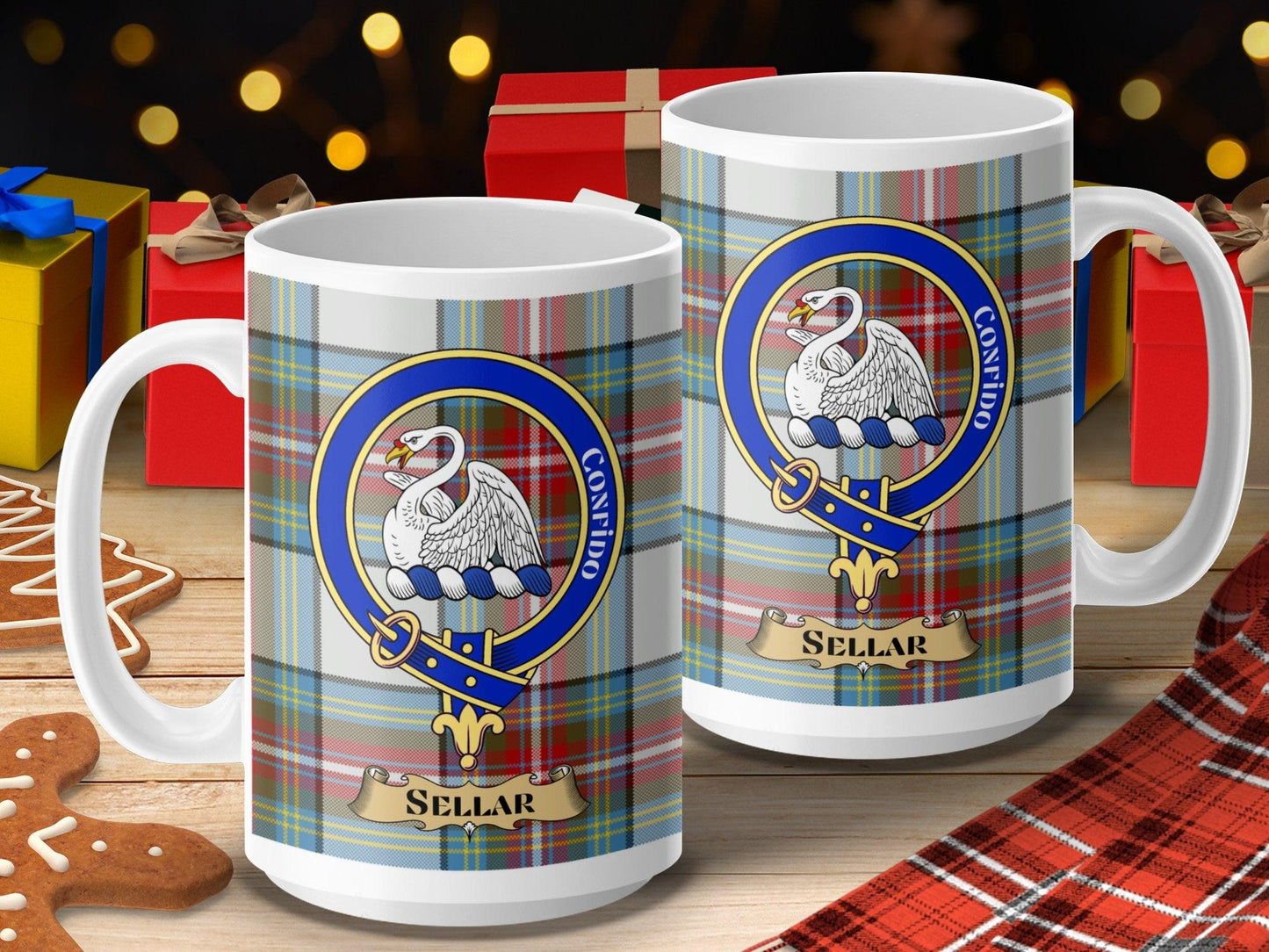 Sellar Clan Crest Scottish Tartan Design Coffee Mug - Living Stone Gifts