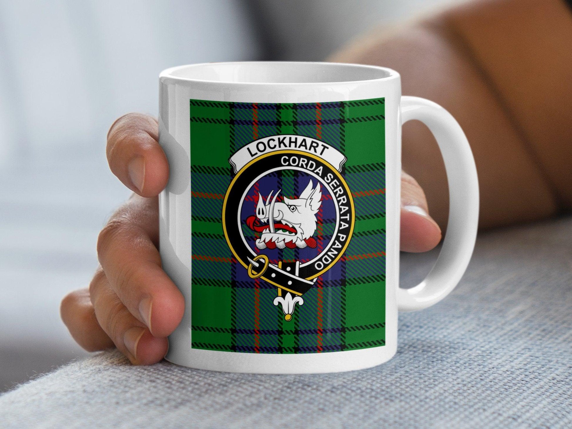 Lockhart Clan Crest Tartan Plaid Scottish Design Mug - Living Stone Gifts