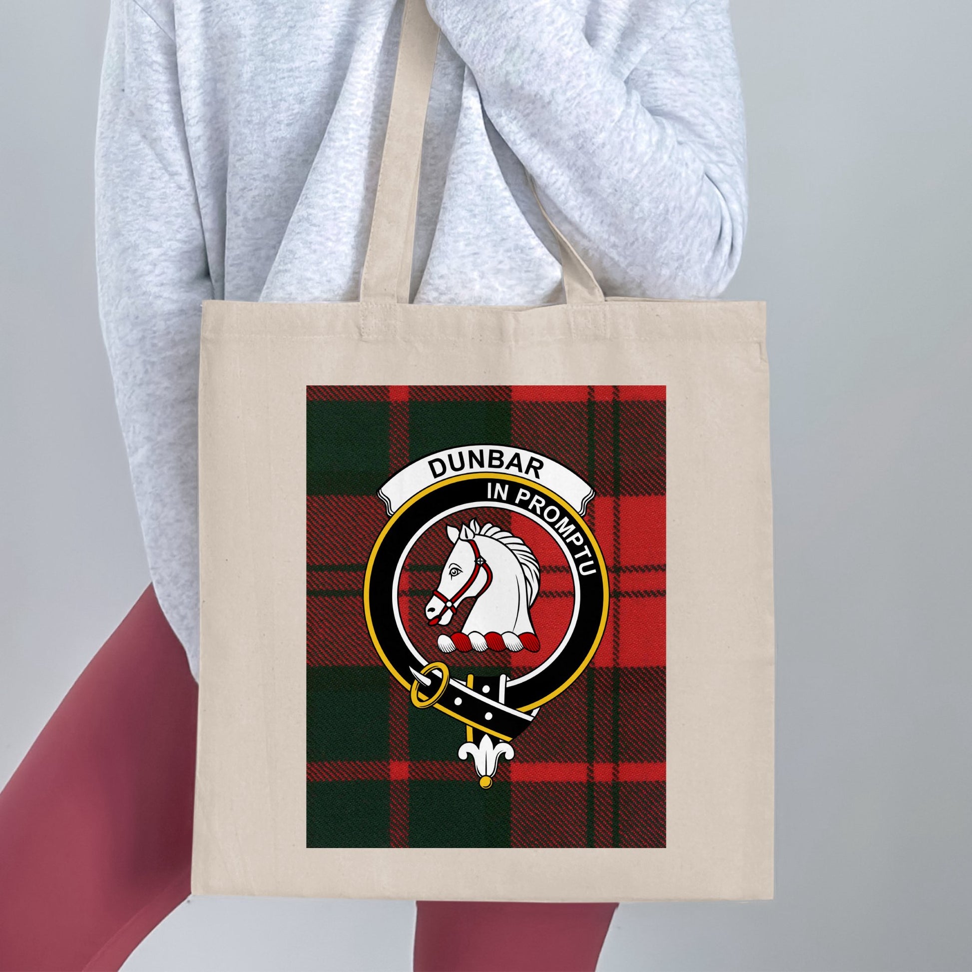 Dunbar in promptu Scottish tartan crest Tote Bag - Living Stone Gifts