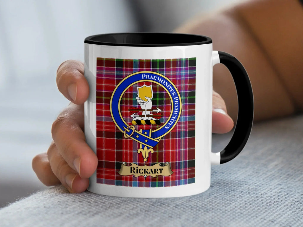 Rickart Clan Plaid Mug with Family Crest Design