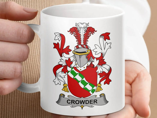 Crowder Surname Irish Family Crest Mug - Celtic Ancestry Gifts