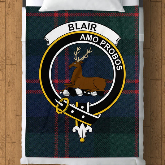 Scottish Clan Blair Crest Tartan Throw Blanket - Living Stone Gifts