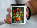 Simpson Irish family crest black accent mug on Irish National Tartan