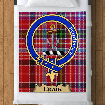 Scottish Clan Craik Providence Tartan Crest Throw Blanket - Living Stone Gifts