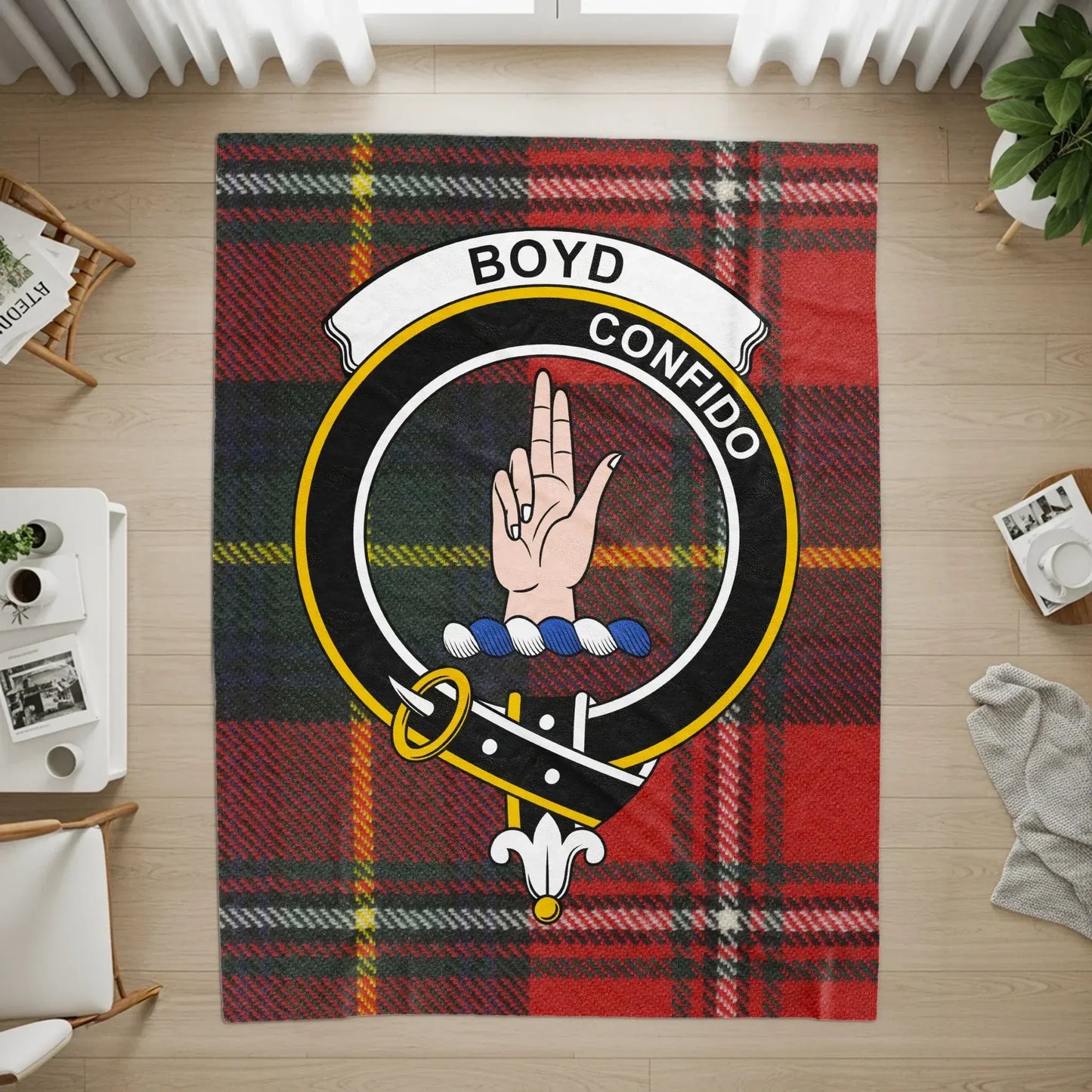 Boyd Confido Clan Crest Tartan Pattern Rug product