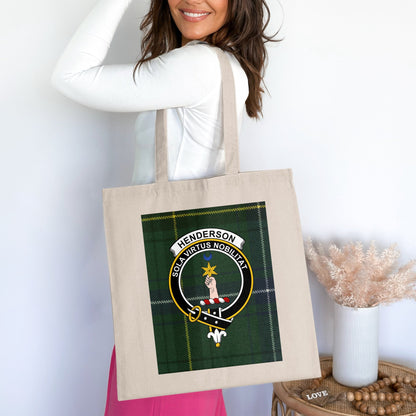 Clan Henderson Scottish Crest Tartan Tote Bag - Living Stone Gifts