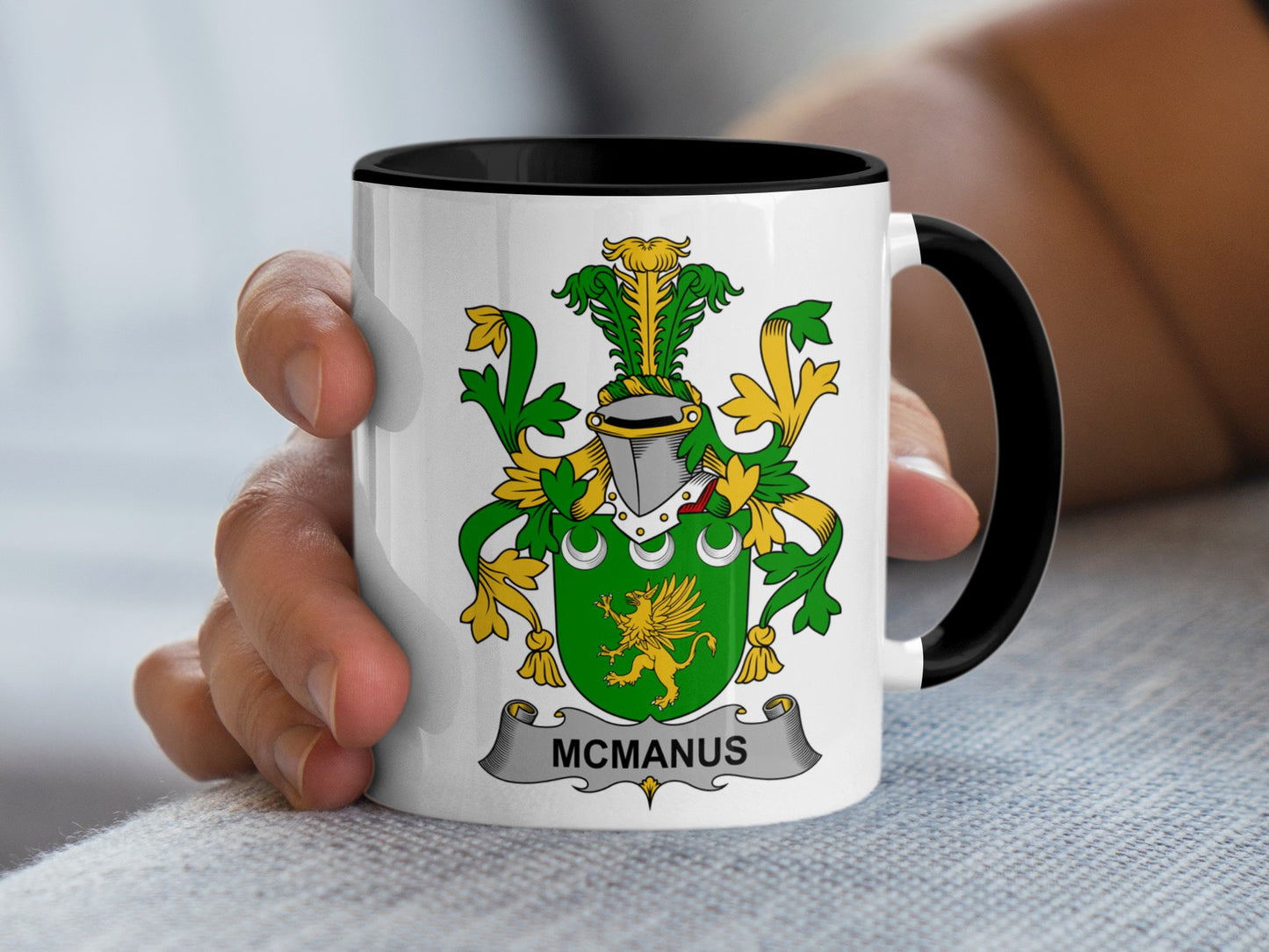 McManus Family Crest Irish Surname Coat Of Arms Mug - Living Stone Gifts