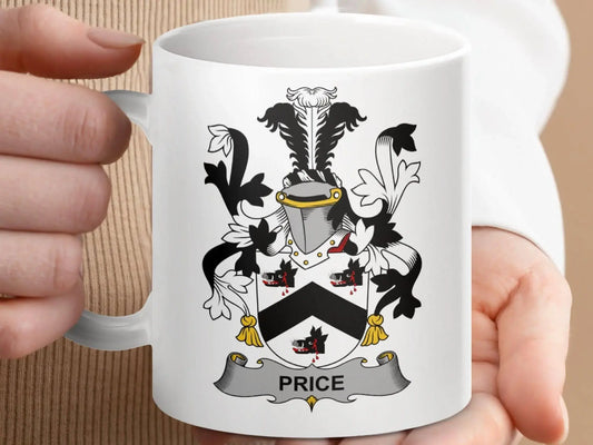 Price Family Crest Coat of Arms Emblem Design Mug - Celtic Ancestry Gifts