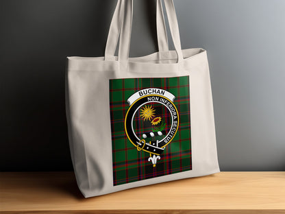 Buchan Clan Scottish Tartan Crest Tote Bag - Living Stone Gifts