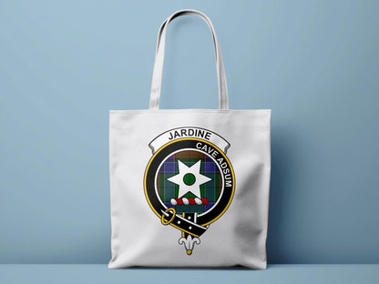 Jardine Scottish Clan Crest Tartan Tote Bags - Celtic Ancestry Gifts