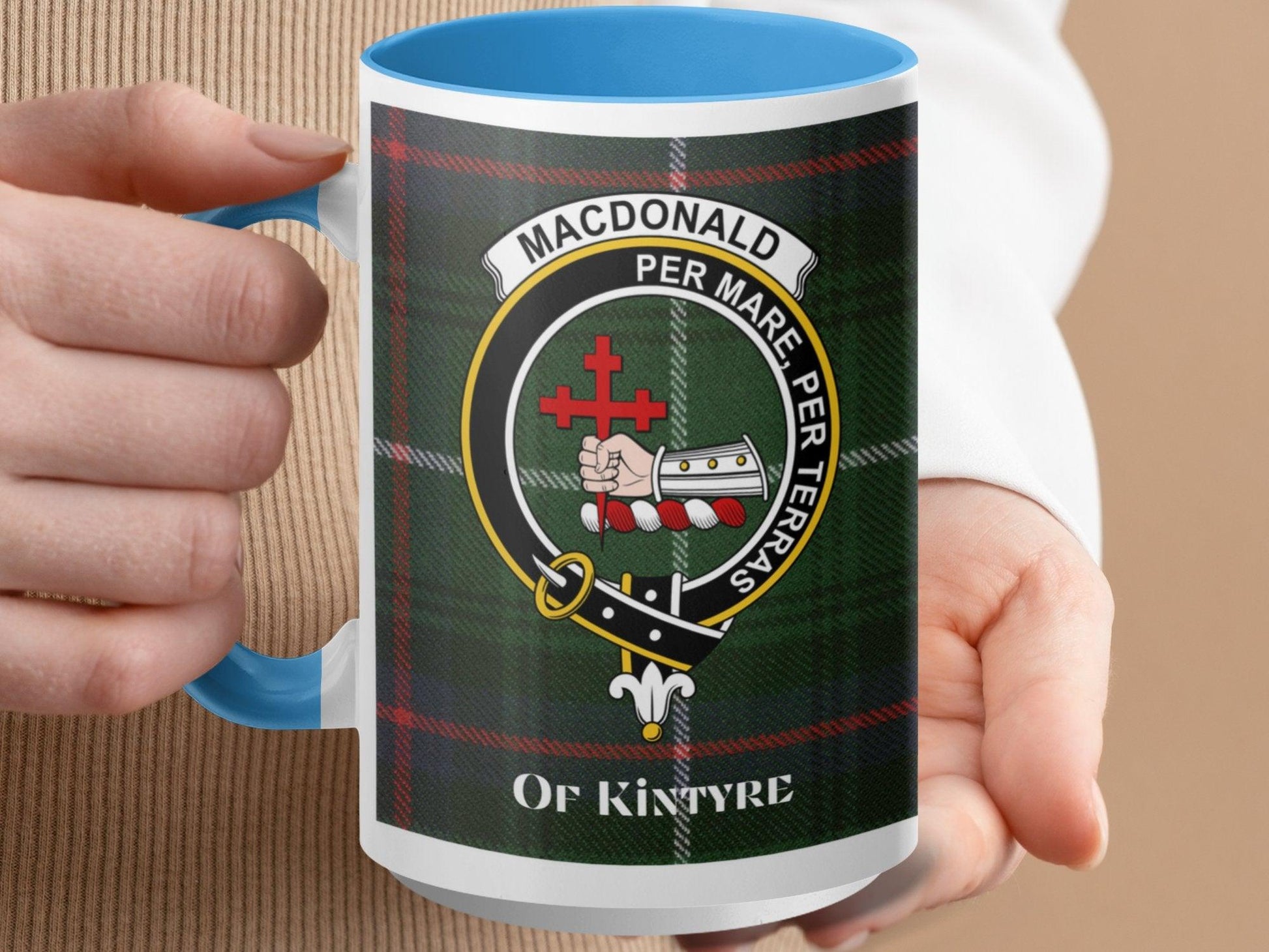 MacDonald of Kintyre Clan Crest Plaid Design Mug - Living Stone Gifts