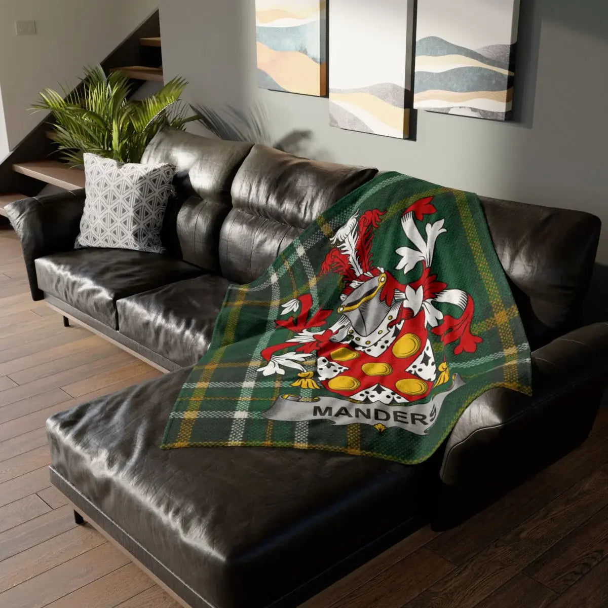 Mander Coat of Arms Crest Green Tartan Blanket product