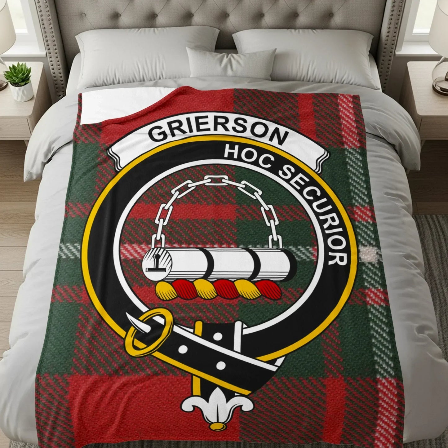 Grierson Family Crest Red Plaid Throw Blanket product