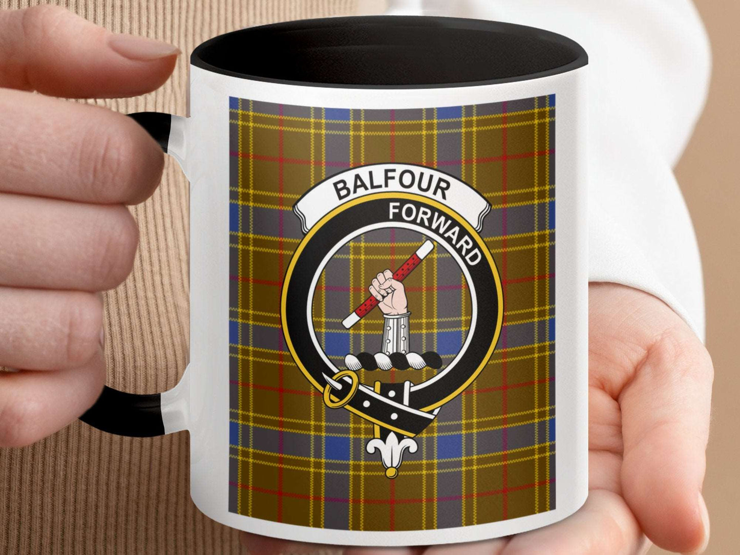 Balfour Forward Family Crest Tartan Design Mug - Living Stone Gifts