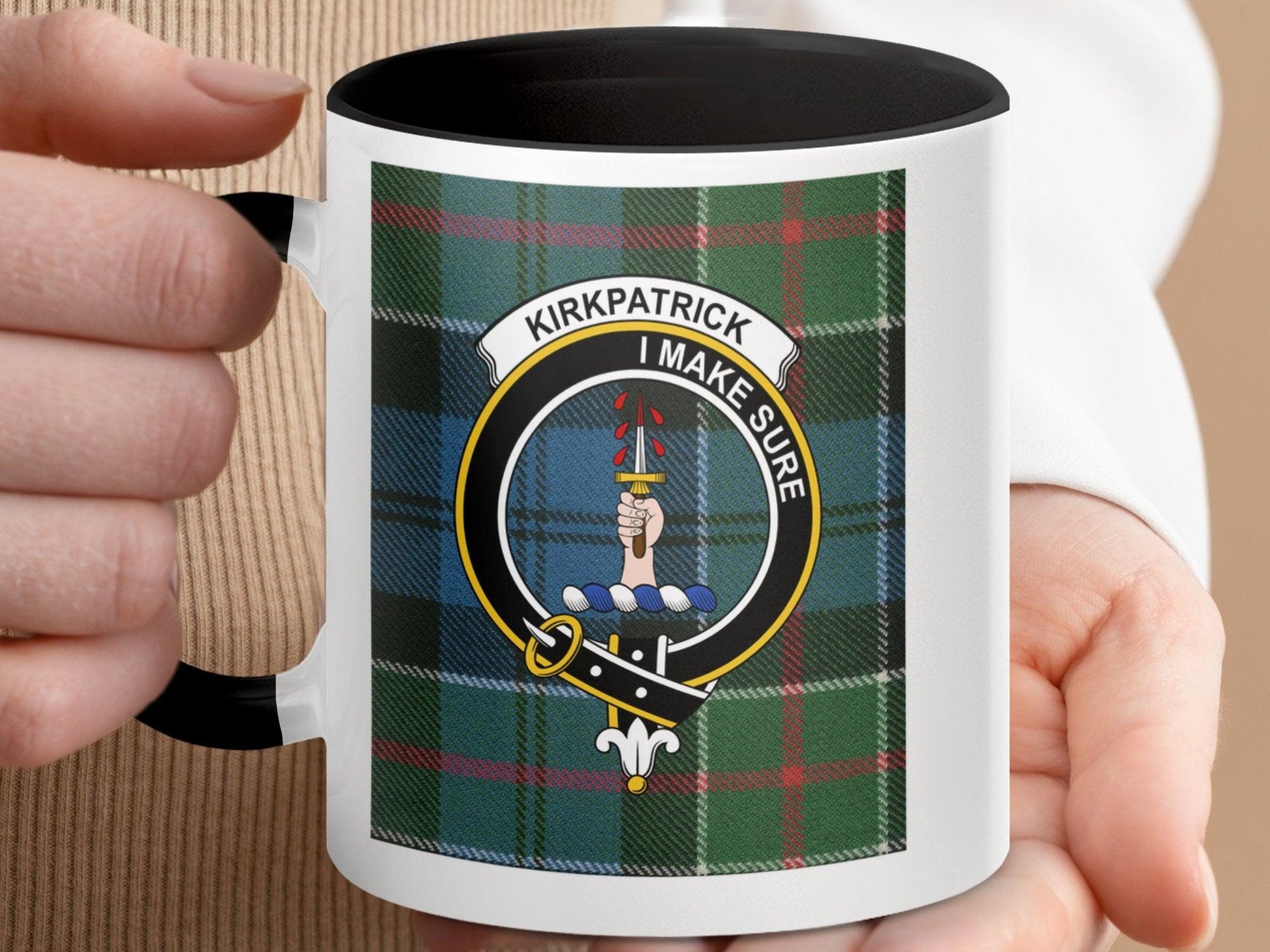 Kirkpatrick Clan Tartan Crest Plaid Scottish Mug - Living Stone Gifts