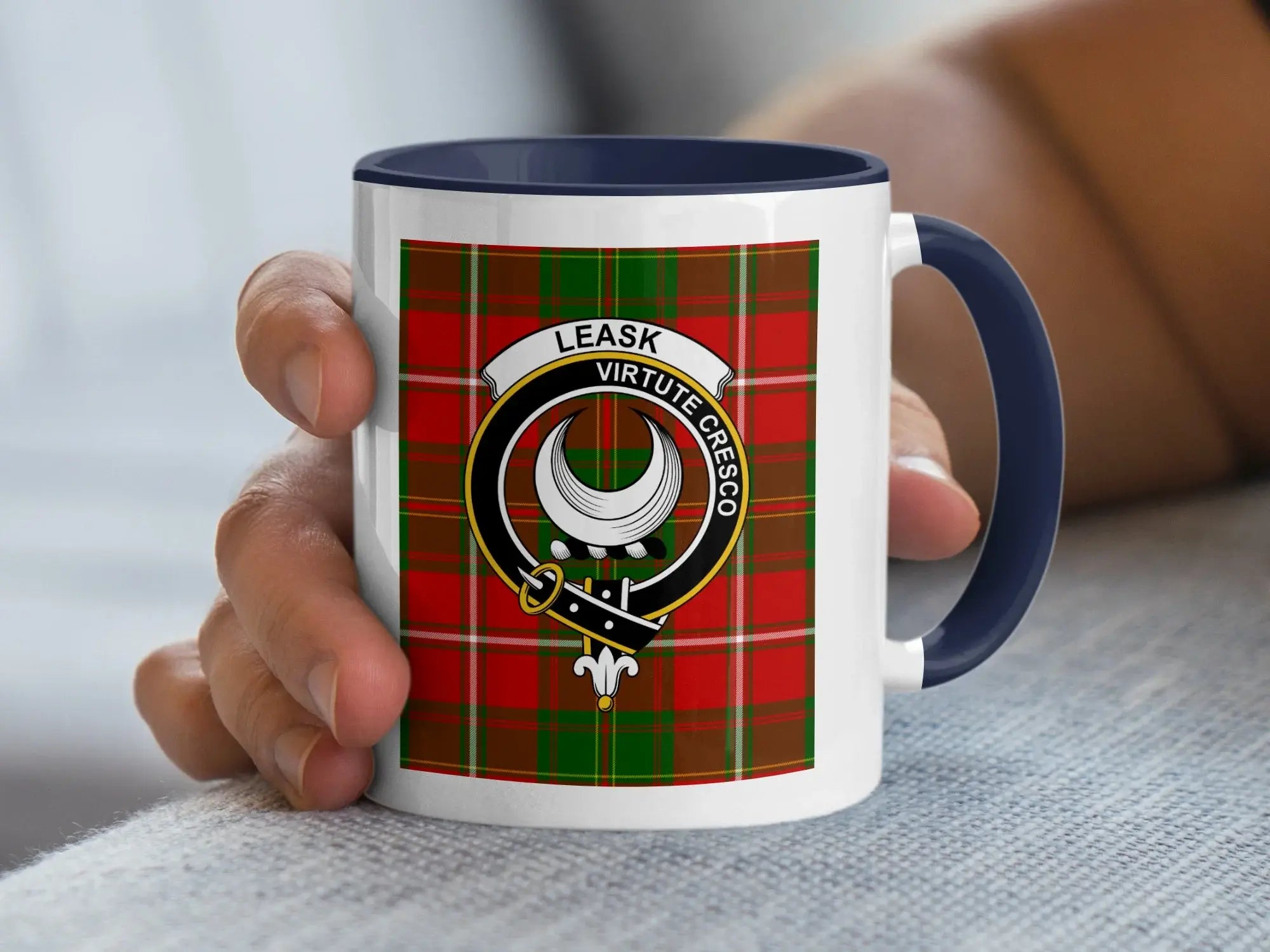 Leask Virtute Cresco Clan Tartan Design Mug