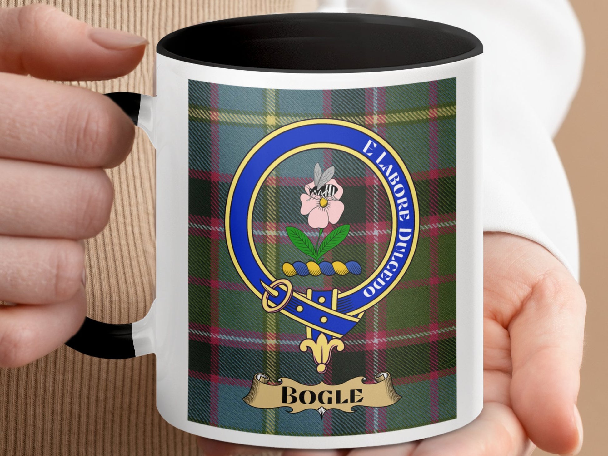 Vibrant Tartan Print with Enchanting Bogle Emblem Mug - Living Stone Gifts